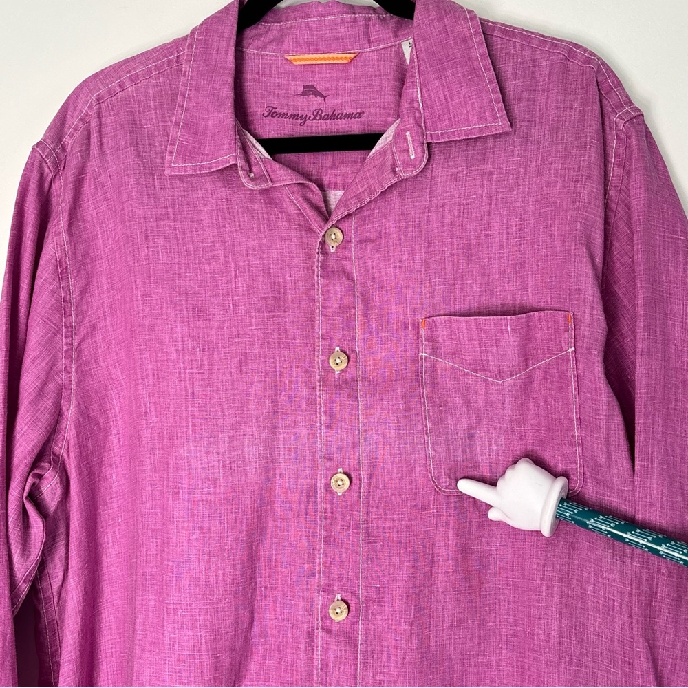 Tommy Bahama Men's 100% Linen Casual Purple Button Down Shirt Size Large - Picture 8 of 16